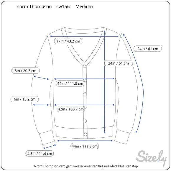 Norm Thompson cardigan sweater american flag red white blue star stripe - Picture 2 of 8